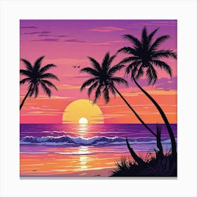 Palm Tree Sunset Art Prin (3) Canvas Print