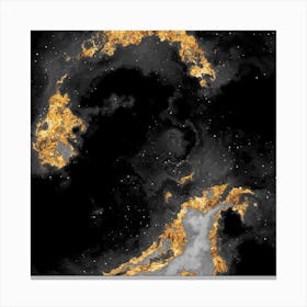 100 Nebulas in Space with Stars Abstract in Black and Gold n.044 Canvas Print