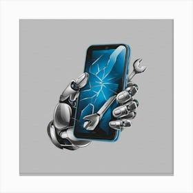 Hand Holding A Broken Phone Canvas Print