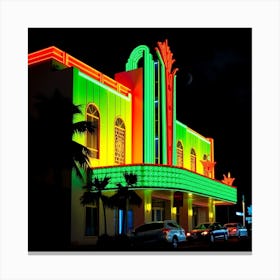 Hollywood Theatre At Night Canvas Print