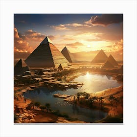 Egyptian pyramids during sunrise and sunset - ancient Egyptians & pharaohs Canvas Print