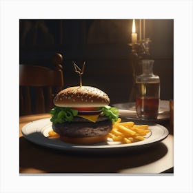 Burger On A Plate 61 Canvas Print