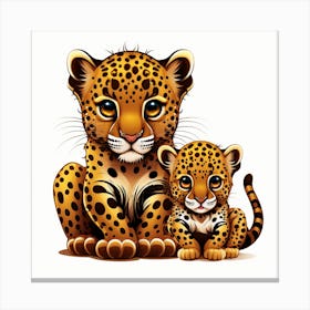 Leopard And Cub Canvas Print