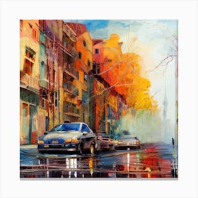 City In The Rain Canvas Print