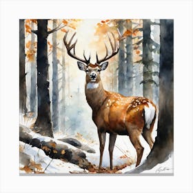 Deer In The Woods 68 Canvas Print