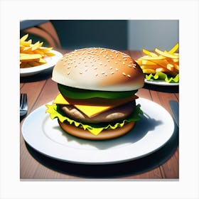 Hamburger And French Fries 1 Canvas Print