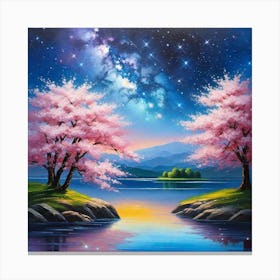 Cherry Blossoms By The Lake 8 Canvas Print