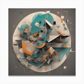 A Mixed Media Artwork Combining Found Objects And Geometric Shapes, Creating A Minimalist Assemblage Canvas Print