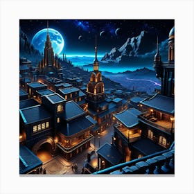 Fantasy City At Night 24 Canvas Print