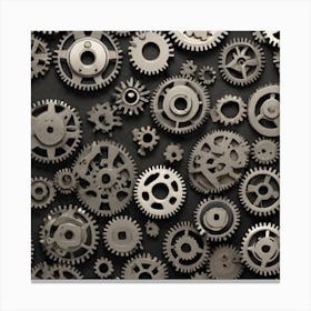 Gears On Black Background 13 Canvas Print