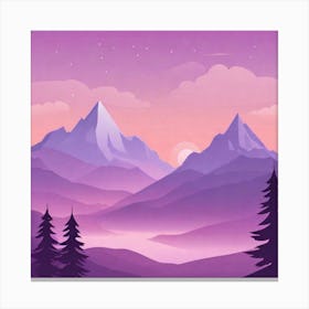 Misty mountains background in purple tone 26 Canvas Print