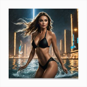 Sexy Woman In Bikini At Night ghb Canvas Print