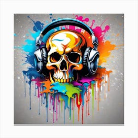 Skull With Headphones 30 Canvas Print