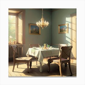 Dining Room And The Table Canvas Print