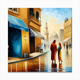 People Walking In The Rain Canvas Print