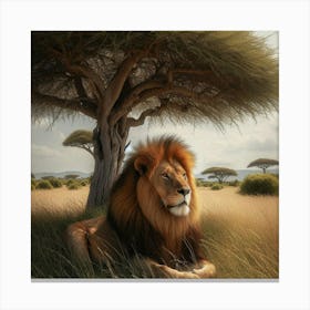 Lion In The Savannah 41 Canvas Print