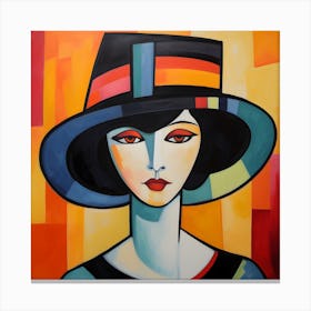 Abstract Portrait of Woman In A Hat 1 Canvas Print