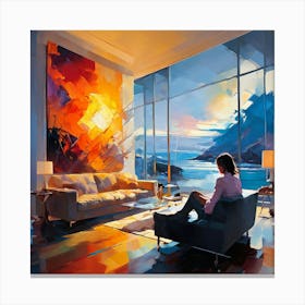 Woman In A Living Room Canvas Print