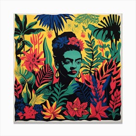 Frida Kahlo Vibrant Lino Print Canvas Print