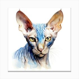 Don Sphynx Blue Eyed Cat Portrait 3 Canvas Print