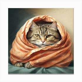 Cat In A Blanket 1 Canvas Print