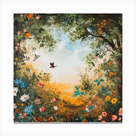 Vibrant Flowers With A View Of The Sky Canvas Print
