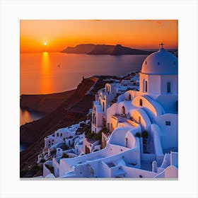 Sunset In Oia 2 Canvas Print