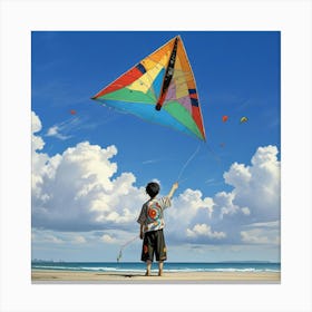 Japanese boy with kite Canvas Print