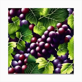 Grapes And Leaves Canvas Print