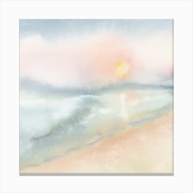 Sunset Beach Landscape Square Canvas Print