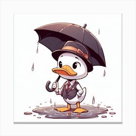 Duck In The Rain 3 Canvas Print