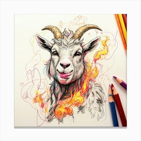 Goat On Fire 8 Canvas Print