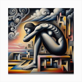 Brooding woman Canvas Print