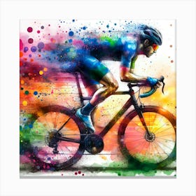 Colorful Cyclist Painting Canvas Print