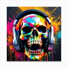 Skull With Headphones 31 Canvas Print