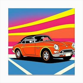 Bright Pop Art Highway Adventure Illustration Canvas Print