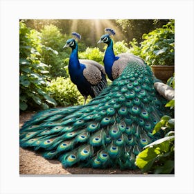 Peacocks art print Canvas Print