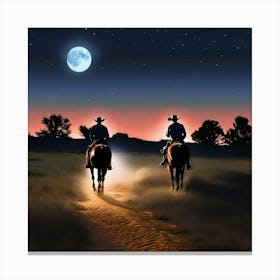 Cowboys At Night Canvas Print