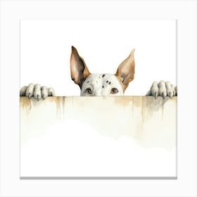 Dalmatian Dog Peeking Over A Wall Canvas Print