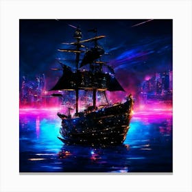 Pirate Ship At Night 1 Canvas Print