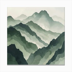 Japanese Watercolour Of Mount Hakusan 6 Canvas Print