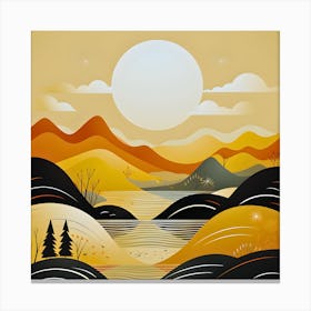 Golden Horizons Minimalist Mountain Glow Canvas Print