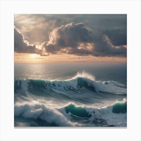 Ocean Waves At Sunset Canvas Print