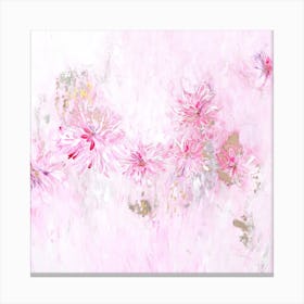 Pink Flower Painting Square Canvas Print