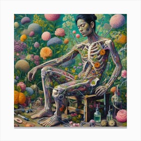 The Skeleton: Blooming Through Broken Bones Canvas Print