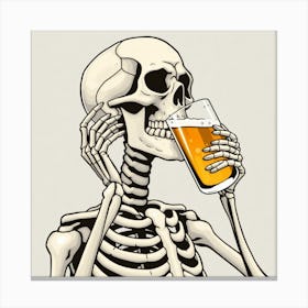 Skeleton Drinking Beer 10 Canvas Print