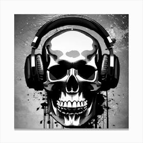 Skull With Headphones 138 Canvas Print
