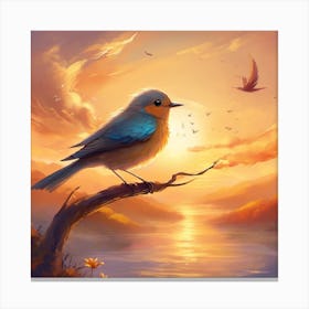 Bird On A Branch Canvas Print