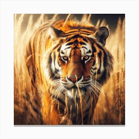 Tiger In The Grass Canvas Print