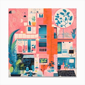 Risograph Style Home Print, Bright & Quirky Canvas Print